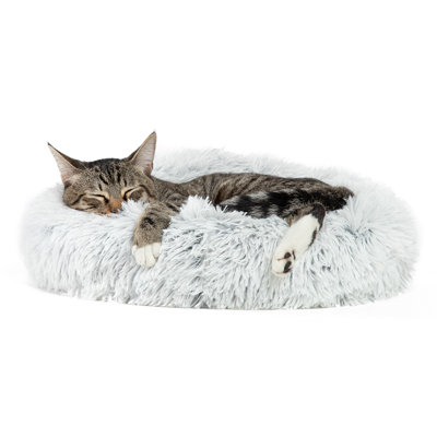 Donut Round Dog Bed Luxury Plush Tabby Cat Neck Support Pillow We are